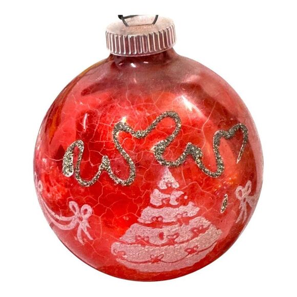 Set 5 West Germany Shiny Brite Christmas Tree Themed Ornaments Vtg Glass Balls - Picture 3 of 12